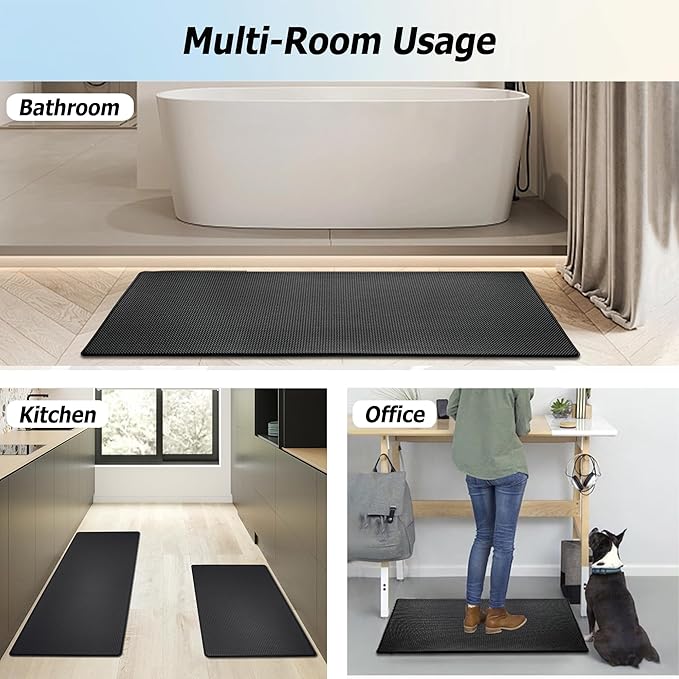 Artnice Kitchen Mats for Floor 2PCS, 0.4inch Stylish Anti Fatigue Mat, Non-Slip Standing Desk Mat, Waterproof Kitchen Rugs Set for Kitchen Floor, Office, Sink, Laundry 17.3"×30"+17.3"×71"