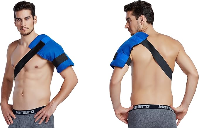 Koo-Care 2 Large Gel Ice Packs for Injuries Reusable Hot Cold Pack Wrap with Strap - Flexible Cold Compress for Shoulder Rotator Cuff, Hip, Knee Replacement Pain Relief Post-Surgery Recovery 11" x 14"