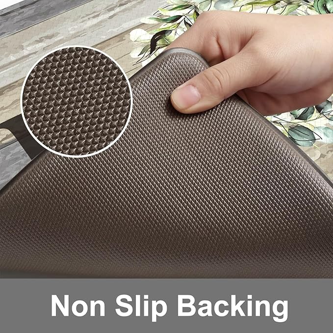 KIMODE Anti Fatigue Mats for Kitchen Floor,Farmhouse Rugs Sets of 2,Cushioned Carpet Non Slip for Laundry,Wide Memory Foam Runner for Sink Office,Grey 20"x47"+20"x32"