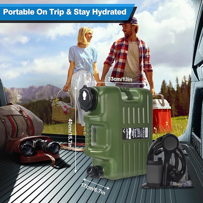Portable Camping Shower with 5 Gallon Water Jug, 6000mAh Rechargeable Outdoor Camping Shower Kit, IPX7 Waterproof Pump BPA Free Water Containers Camp Essentials
