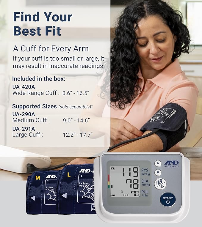 A&D Medical Multi-User Blood Pressure Monitor for Home Use UA-767FAC – Wide Range Cuff (8.6-16.5” / 22-42cm), Easy to Use, Adult Upper Arm, 60 Readings Per User (4 Users), AC Adapter, FSA/HSA Eligible