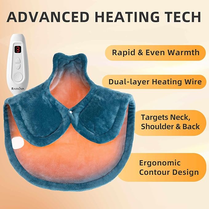 RAINOVA Heating Pad for Back,Neck and Shoulders, Electric Pad with 6 Heat Settings, Birthday Christmas Gifts for Women Men Mom Dad Elderly, Overheating Protection & ETL/UL Certified, Machine Washable