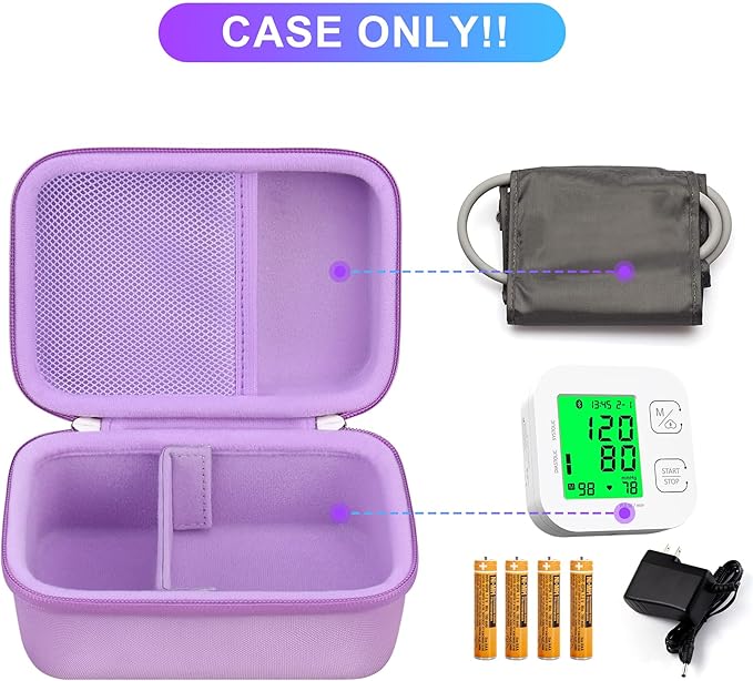 BOVKE Carrying Case for iHealth Track Smart Upper Arm Blood Pressure Monitor, iHealth Bluetooth Blood Pressure Machine Case, Purple