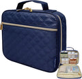 Large Travel Pill Bottle Organizer, Slim Medicine Bag, Carrier for Medications and Medical Supplies - Navy Ultrasonic