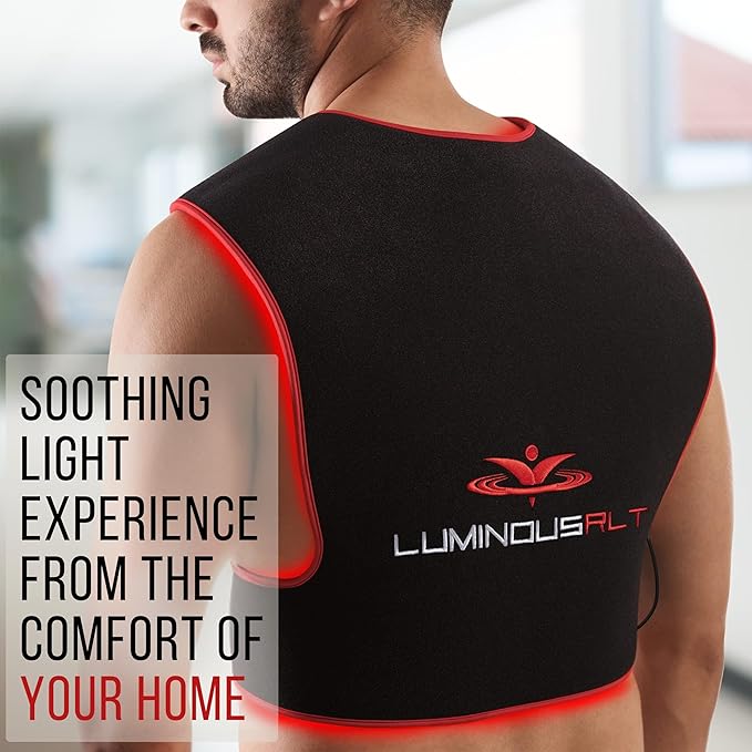 LuminousRLT Red Light Therapy Back Pad – Adjustable LED Light Wrap with Red & Near-Infrared LEDs (660nm & 850nm), 204 LEDs, Auto Shut-Off, Large