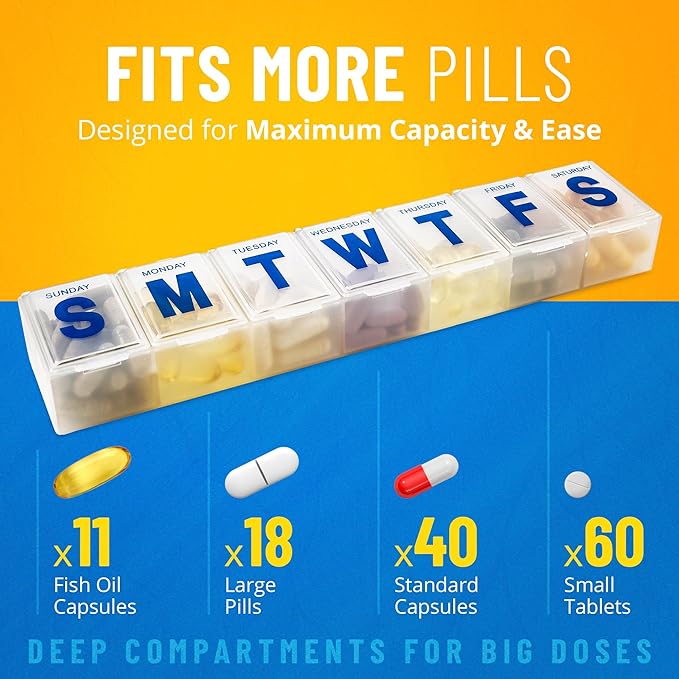 MEDca Weekly Pill Organizer, 7-Day Pill Planner Extra Large, (Bulk Case Pack of 100 Pill Organizers)