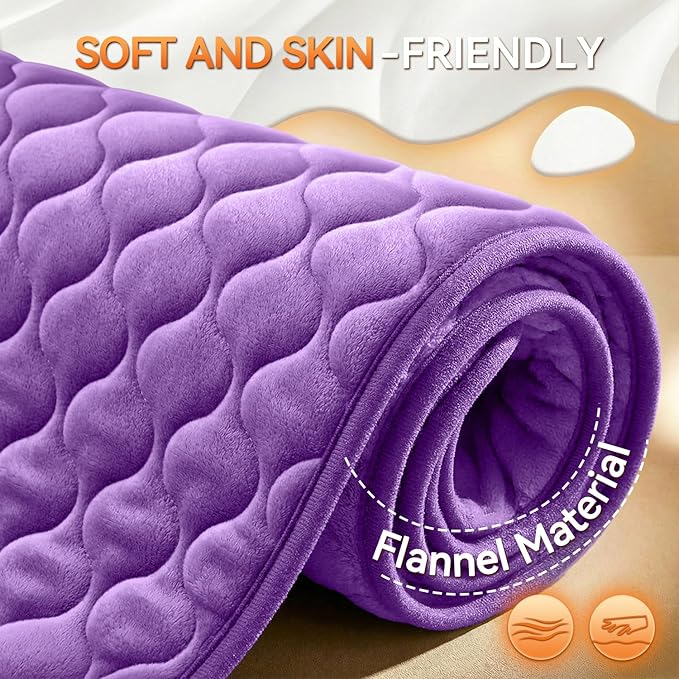 King Size Heating Pad for Back Pain 32"x24" Extra Large Electric Heating Pad for Period Cramps Relief & Body Neck Shoulder Auto Shut Off Heat Pad Temperature Settings Machine Washable Purple