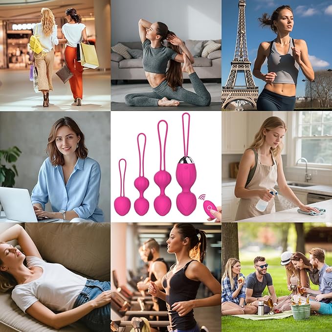 4 Kegel Balls for Women Tightening Exercise Set, Different Kegel Weights for Pelvic Floor Muscle, Pelvic Floor Trainer System for Beginners & Advance (Rose Red)