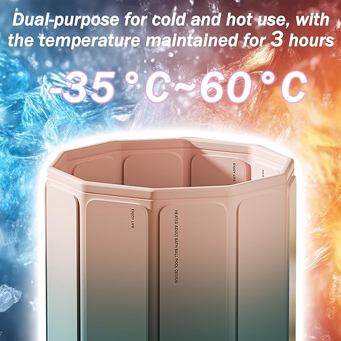 YYW 31.5in Large Capacity Hot & Cold Therapy Tub - Portable Foldable Soaking Bathtub with Thick Insulation for Home Shower/Outdoor Use, Quick Muscle Recovery, No Setup (Slush blue)