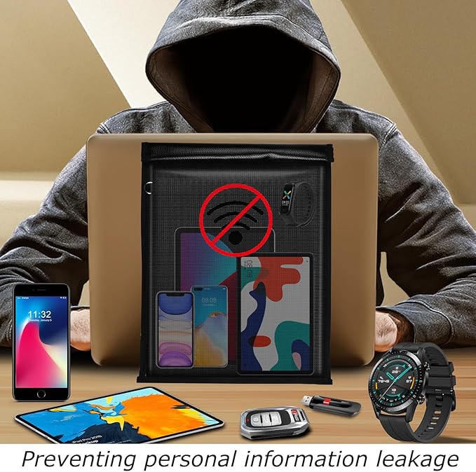 4 Pack Faraday Bags for Phones,RFID Key Fob Blocker Pounch Fireproof Waterproof EMP Proof Go Dark Bag for Cell Phone Block Signal