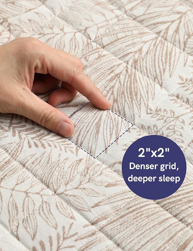 YnM King Size Linen Weighted Blanket for Adults (88x104 Inches, 40 Pounds, Palm Tree), Exclusive Smallest Compartments, Heavy Bed Blanket for Two Persons of 240~390lbs on Queen or King Bed