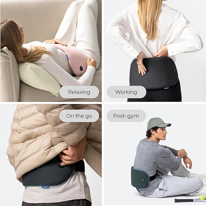 Ostrichpillow Embrace Heating Pad - Wearable Heating Pad for Menstrual Cramps and Back Pain - 3 Heat Settings - Portable and Rechargeable - Slim and Lightweight - Unnoticeable Under Clothes