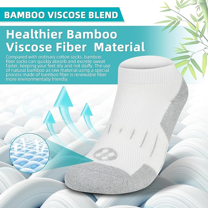 Diabetic Socks for Men,4 & 6 Pairs Low Cut Bamboo Viscose Wide Mens Diabetic Socks Size 9-11 10-13