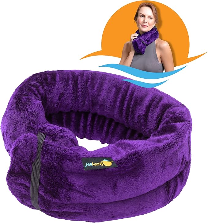 SunnyBay Microwave Heating Pad, Microwavable Heated Neck and Shoulder Wrap, Multipurpose Moist Hot/Cool 2.5lb Bean Bag Pack with Plush Cover and Elastic Fastener, 26x5 Inches, Regular Purple