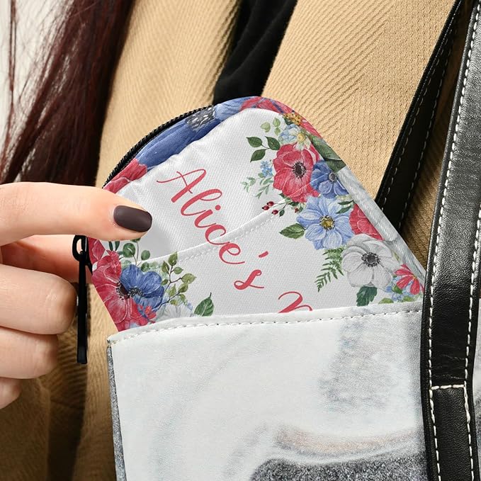 Custom Pill Box 7 Day Pill Case Bag Vintage Watercolor Flowers Personalized Name Travel Pill Organizer Bag with Zipper Portable Weekly Case Compact Size for Vitamin Supplement Holder