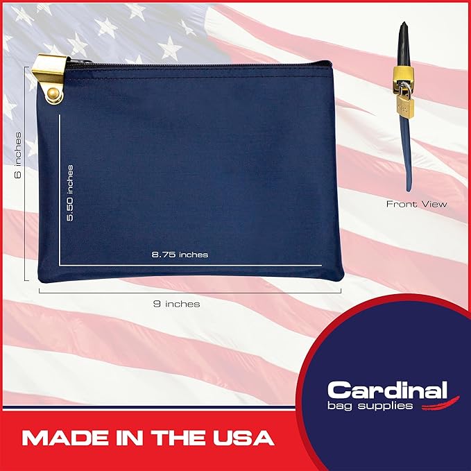Medication Zipper Hood Security Bag with Included Padlock and Keys, Small Pill Bag, Travel Carry Pouch, Medicine Storage, 9 x 6 inches (Navy Blue)