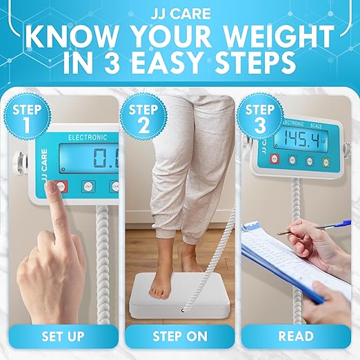 JJ CARE Medical Scale - Heavy Duty 660 lbs/299 Kgs Capacity Wrestling Scale for Gyms with Easy to Read LCD Display | Professional Medical Grade Meter for Body Weight, Home, Hospital, & Physicians