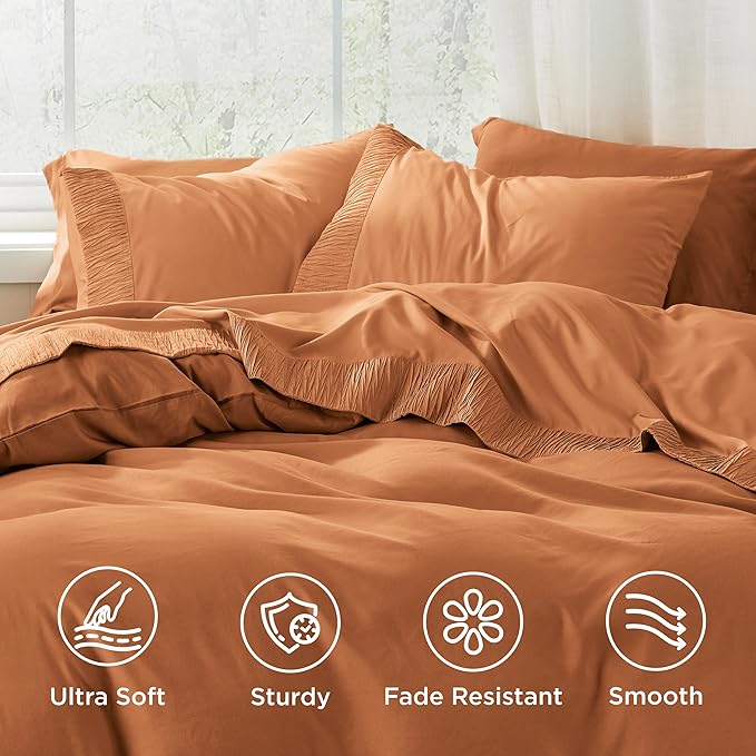 Bedsure Full Size Bed Sheets - 4 Pieces Soft Full Sheet Set - Breathable & Cooling - Hotel Luxury - Easy Care Polyester Microfiber Bedding for Women, Men, Dusty Orange