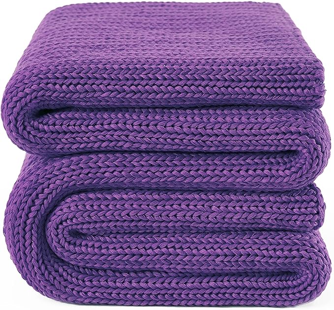 Guohaoi Knitted Weighted Blanket for Adults (Purple 48"x72" 20lbs) No Beads Cooling Throw Blanket for Hot Sleepers, Home Decor Breathable Chunky Knit Heavy Blanket Use on Full Size Bed