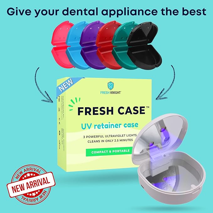 FRESH KNIGHT Retainer Case (2 Pack). Retainer Case with Vent Holes. Perfect for Denture, Mouth Guard, Aligners. (Bright Pink)