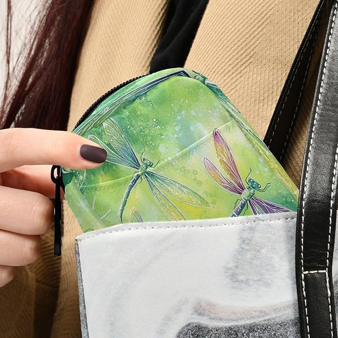 Travel Pill Case Green Dragonflies Weekly Small Pill Box 7 Day Pill Box Pill Organizer Bag
