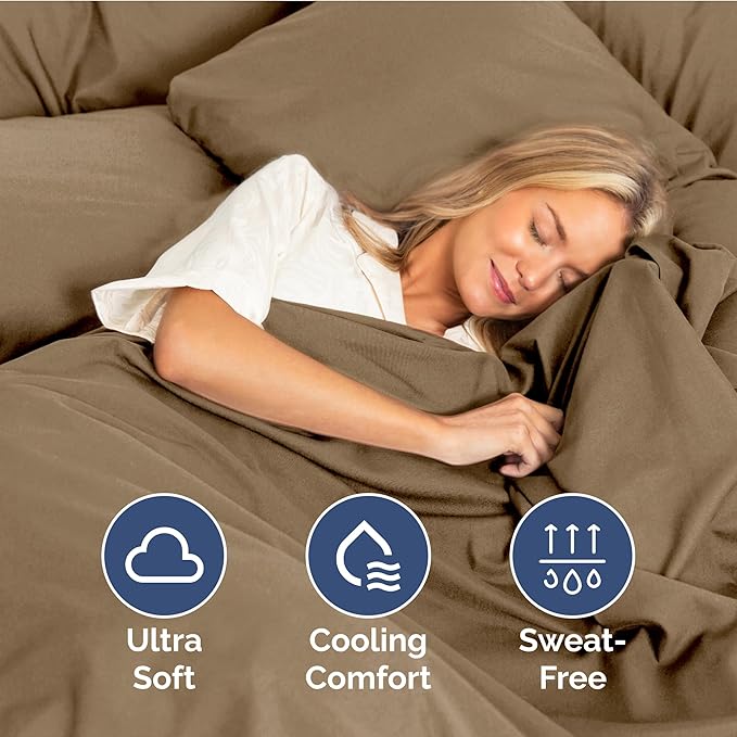 Cal King Size 4 Piece Sheet Set - Extra Soft, Breathable & Cooling Sheets - Hotel Luxury Bed Sheets for Women & Men - Deep Pockets, Easy-Fit & Wrinkle-Free Sheets - Neutral Brown Oeko-Tex Bed Sheets