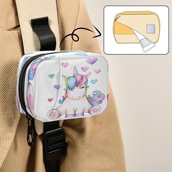 Fantasy Animal Unicorn Pill Box 7 Day Pill Case Travel Pill Organizer Bag with Zipper Portable Weekly Case Compact Size for Vitamin Supplement Holder