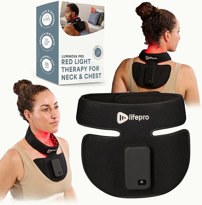LifePro – Neck Red Light Therapy Device – Luminova Infrared Red Light Therapy for Neck and Shoulder with 660nm & 850nm LEDs – Rechargeable, Portable Support for Daily Wellness
