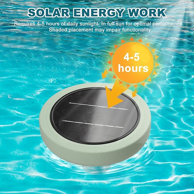 Solar Pool Ionizer for Above Ground, Floating Copper Pool Cleaner Purifier Cuts Chlorine by 85% Works for Pools Up to 40,000 Gal, Swimming Pools Water Cleaner for in-ground Pools and spas (Green)