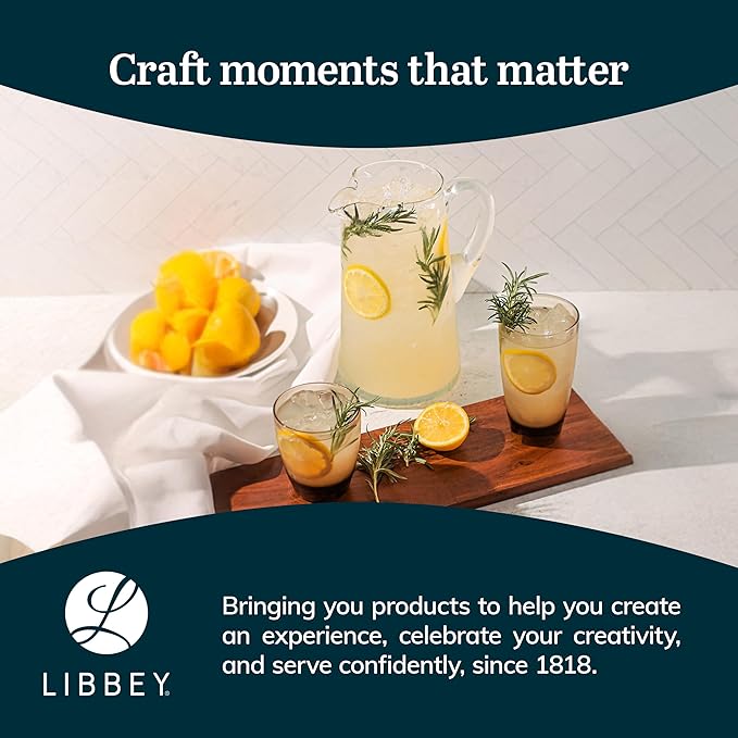 Libbey Impressions Large Glass Pitcher, 80 Oz, Clear, Tall Cocktail Pitcher, Modern Glass Pitchers with Handle for Lemonades, Iced Tea, Wine and More