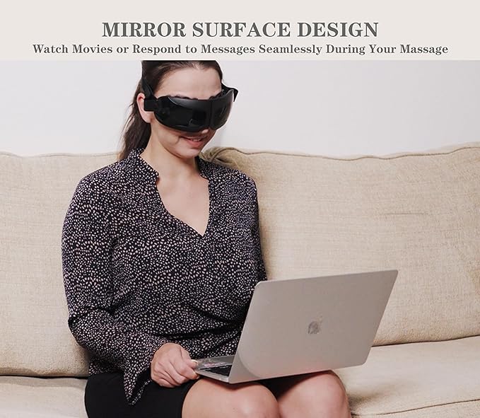 Eye Massager with Heat and Vibration for Migraines - Heated Mask for Sinus Relief and Eye Strain Reduction - Black