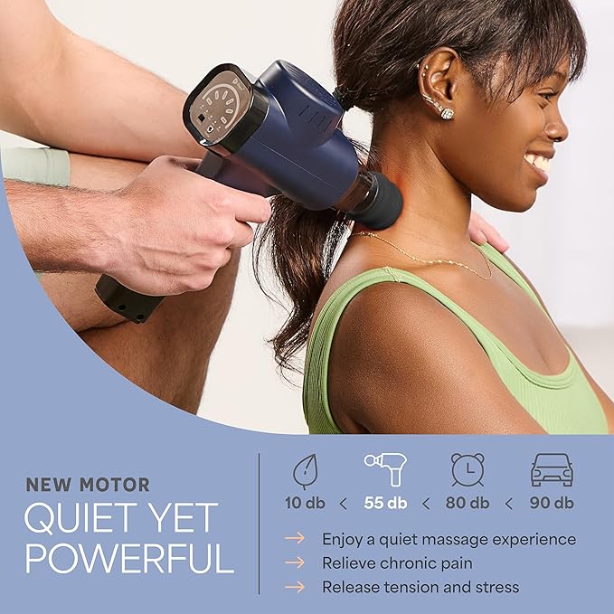 LifePro Sonic Massage Gun Deep Tissue – Quiet Handheld Percussion Massager for Athletes, Pain Relief & Recovery – 8 Heads, 5 Speeds, Long Battery