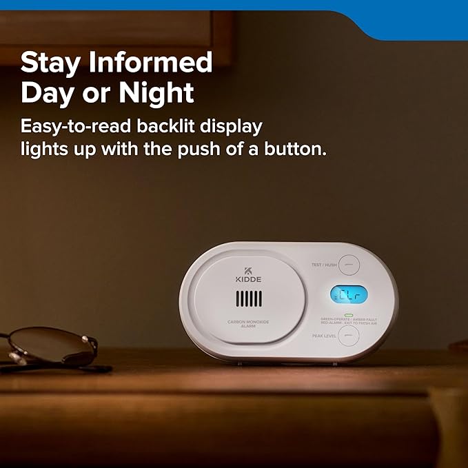 Kidde Carbon Monoxide Detector, AA Battery Powered, Digital Backlit Display, Portable for Travel or Home, LED Status Indicators, 85 dB Alarm, 5th Edition, COBD