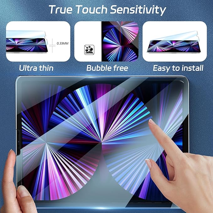 [2 Packs] ZenRich Anti Blue Light Screen Protector for iPad Pro 11 Inch 4th/ 3rd/ 2nd/ 1st Gen (2022/2021/2020/2018) – 9H Hardness Tempered Glass, HD Clarity, Eye Protection, Scratch Resistant, Bubble-free