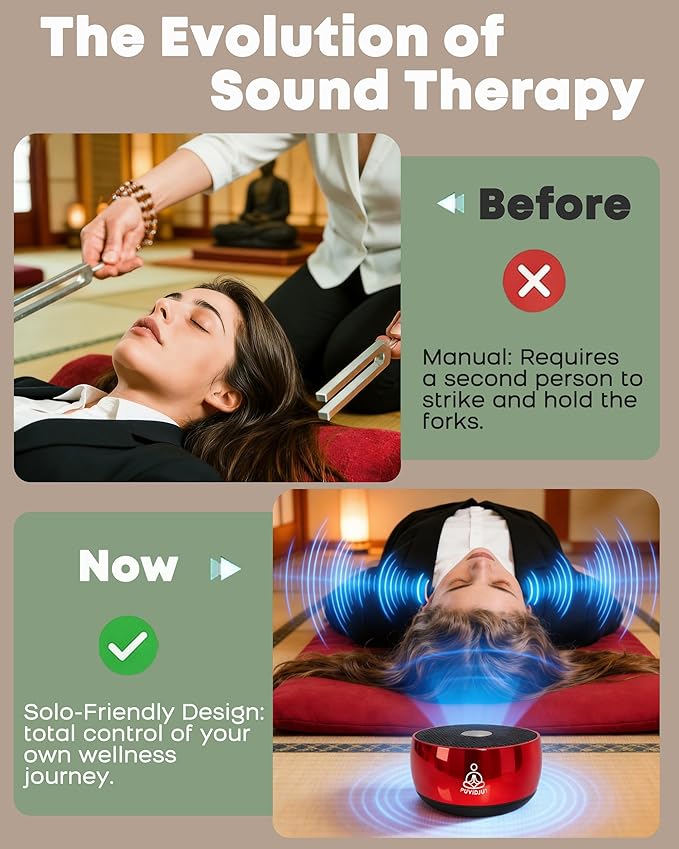 Tuning Fork for Healing Set Alternative–PUVIDJUT M3 Digital Sound Healing Device |Solfeggio Frequencies & Tibetan Singing Bowl Tone| for Stress & Sleep, Chakra Balance, Relaxation，Meditation