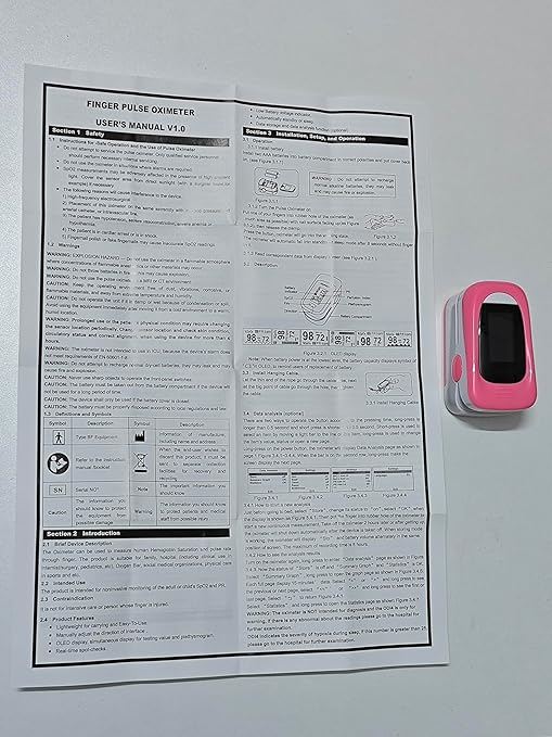 Oxygen Meter Finger Pulse Oximeter, Pulse OX, Pulse Oximeter with Pulse Monitor, SpO2 Reading Home Outdoor Sports (Black)