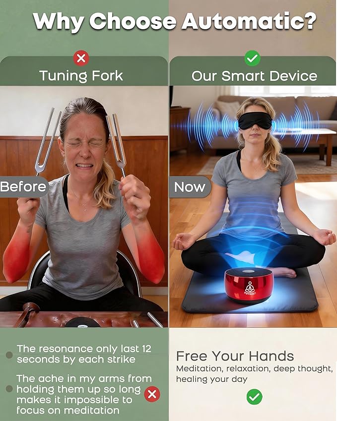 Tuning Fork for Healing Set Alternative–PUVIDJUT M3 Digital Sound Healing Device |Solfeggio Frequencies & Tibetan Singing Bowl Tone| for Stress & Sleep, Chakra Balance, Relaxation，Meditation
