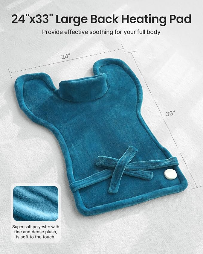 RENPHO Electric Heating Pad for Back, Mothers Day Gifts & Birthday Gifts for Mom Dad Women Men, FSA Eligible & HSA Store, Neck and Shoulder Heat Pad, Fast Heating, 24"x33", ETL Certified, Blue