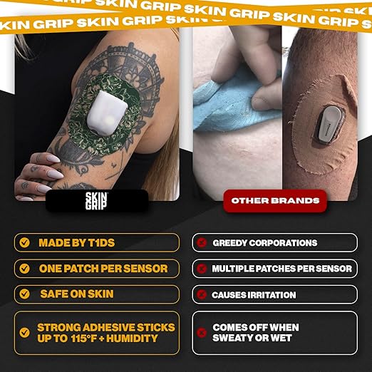 Skin Grip CGM Patches for Insulet Omnipod (10-Pack), Waterproof & Sweatproof for 10-14 Days, Pre-Cut Adhesive Tape, Continuous Glucose Monitor Protection(Floral)
