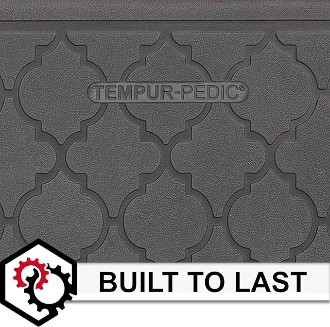 Tempur-Pedic Ultra Comfort Anti-Fatigue Lattice Pewter 1' 8" x 3' 6" Kitchen Floor Mat Cushioned Ergonomic Standing Desk Mat Waterproof Non-Skid Foam