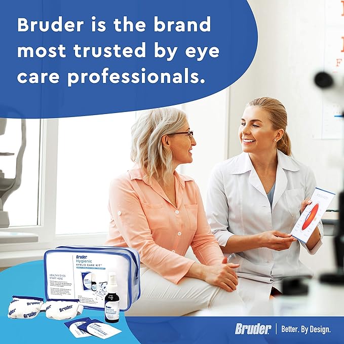 Bruder Hygienic Eyelid Care Kit - Moist Heat Eye Compress Mask, Eyelid Cleansing Wipes & Spray - Soothe Dry Eyes & Improve Health