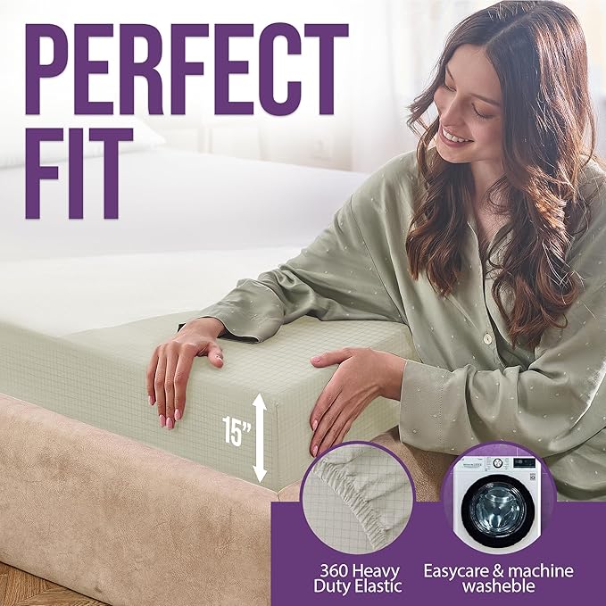 Earth Grounding Sheets Twin XL Size with 12% Silver Fiber & 4% Silk & 84% Cotton - Beige - Quality Certified Grounded Well Bed Sheet - Conductive Fitted Sheet for Better Sleep