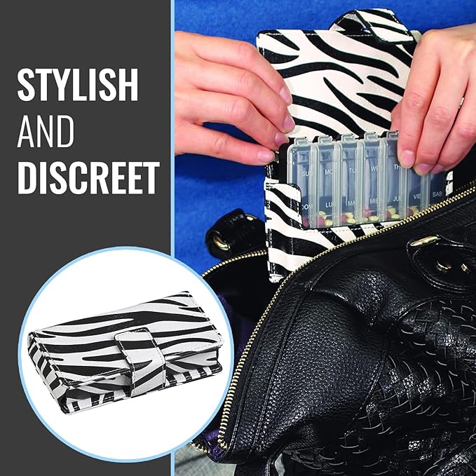 HealthSmart® Travel Pill Case, Zebra