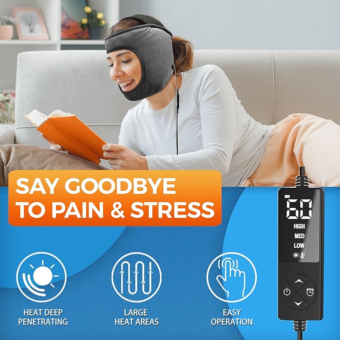 sticro Electric TMJ Heating Pad for Jaw Pain, Moist Heat for TMJ Relief with 3 Temp & 5 Timer Settings, Super Soft Heated Face Mask for Chin Cheek Jaw Clenching Relief