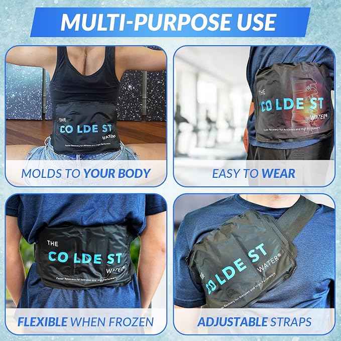 Coldest Gel Ice Pack Flexible Compress with Straps Provides Alleviate Joint and Muscle Pain Flexible Therapy Injuries - Shoulder, Back, Knee, Neck, Ankle Hip Elbow Foot & More (Standard)