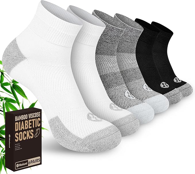 Diabetic Socks for Men,6 Pairs Ankle Mens Diabetic Socks,Diabetic Neuropathy Socks for Men Size 9-11/10-13/13-15.