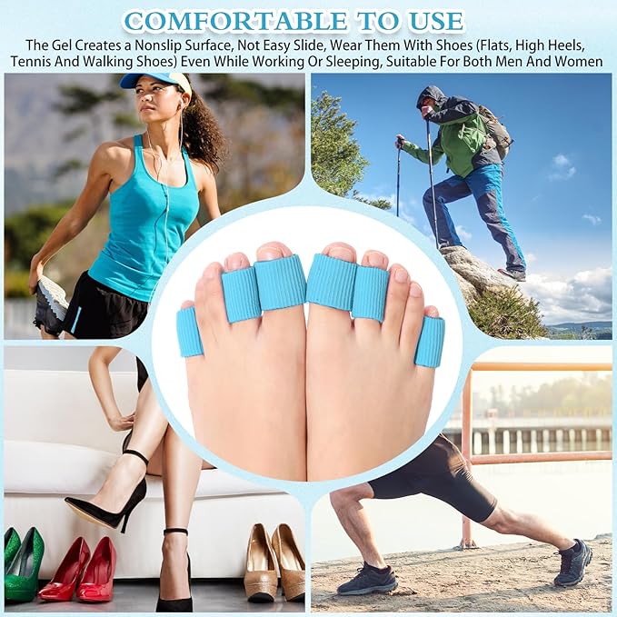 Blulu 16 Pcs Toe Cushion Tube Sleeves Soft Gel Corn Pad Protectors for Cushions Corns, Blisters, Calluses, Toes and Fingers(Blue)