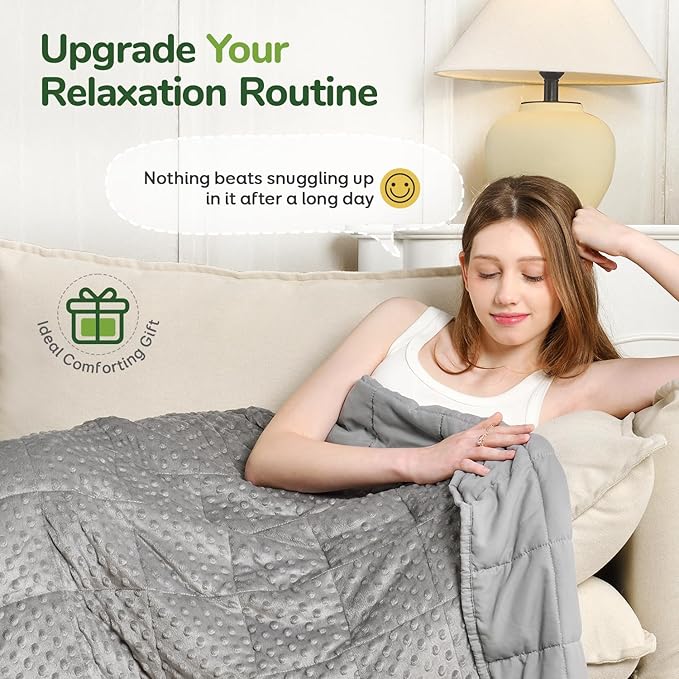 Sivio Weighted Blankets for Adults, Soft Minky Heavy Blanket for Calm Sleeping, Brethable Cooling Weighted Throw Blanket for Men and Women, Grey, 60 x 80in, 15lbs