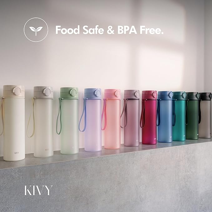 KIVY Tritan Water Bottle 32oz [WITH FLIP LID] - Reusable & Slim Waterbottle for Travel, Gym & School - For Women & Men - Dishwasher Safe - Skinny Leak Proof & Lightweight Bottle - BPA Free
