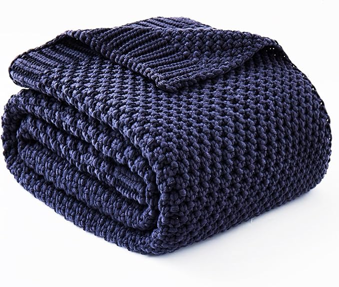 Topcee Knitted Weighted Blanket - 48"x72" 12lbs Cooling Chunky Knit Heavy Blanket for Adults Cable Yarn Knit Decorative No Beads Soft, Cozy and Cooling Weighted Throw Blankets Machine Washable